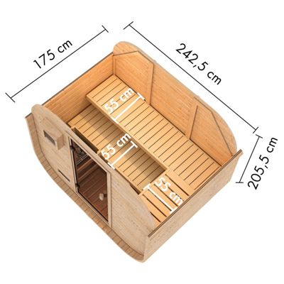 Sauna extérieur 4-6 places en bois 38mm avec porte en verre - Karibu Quadro 1 Plus
