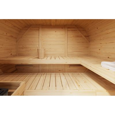 Sauna extérieur 4-6 places en bois 38mm avec porte en verre - Karibu Quadro 1 Plus