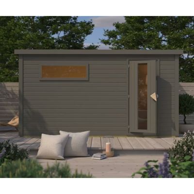Sauna extérieur 5 places bois épicéa 8,4m² vestibule poêle 9kW Karibu Hytti 6
