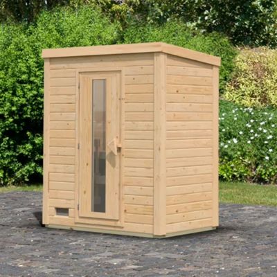 Sauna extérieur compact 2 places épicéa nordique 38mm Karibu Hytti
