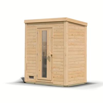 Sauna extérieur compact 2 places épicéa nordique 38mm Karibu Hytti