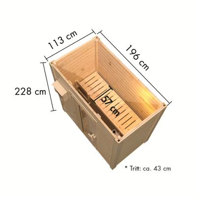 Sauna extérieur compact 2 places épicéa nordique 38mm Karibu Hytti