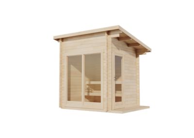 Sauna extérieur Lizzy XS FinnTherm, 28x23m dim ext (cas échéant incl débord de toit) naturel, 40mm, 6,3m² superficie totale