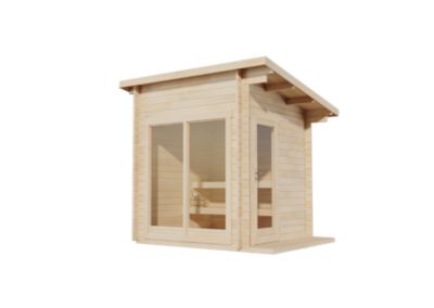 Sauna extérieur Lizzy XS FinnTherm, 28x23m dim ext (cas échéant incl débord de toit) naturel, 40mm, 6,3m² superficie totale