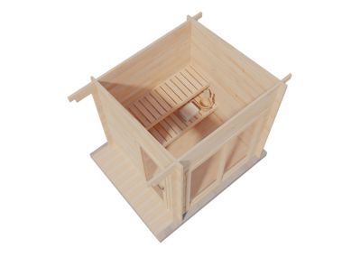 Sauna extérieur Lizzy XS FinnTherm, 28x23m dim ext (cas échéant incl débord de toit) naturel, 40mm, 6,3m² superficie totale