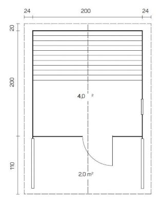 Sauna extérieur Nicolas FinnTherm, 25x33m dim ext (cas échéant incl débord de toit) naturel, épaisseur paroi : 40mm, 8,2m² totale