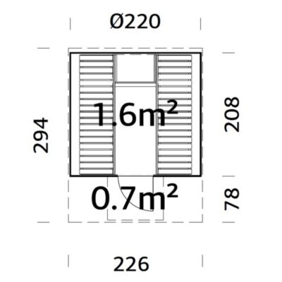 Sauna extérieur Anita 6 places en bois Palmako surface extérieure totale 10,4m²