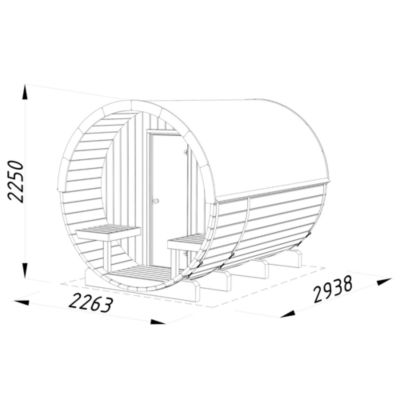 Sauna extérieur Anita 6 places en bois Palmako surface extérieure totale 10,4m²
