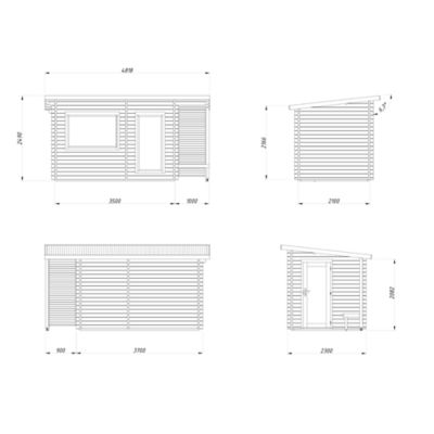 Sauna extérieur Sanna 5 places avec pergola en bois Palmako surface extérieure totale 12,6m²