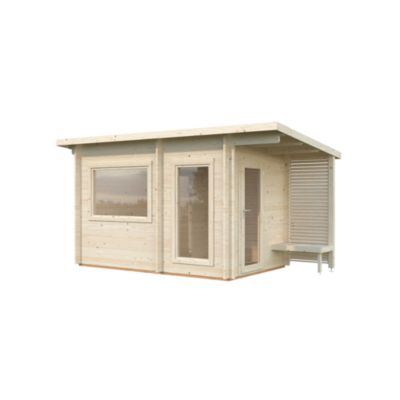 Sauna extérieur Sanna 5 places avec pergola en bois Palmako surface extérieure totale 12,6m²