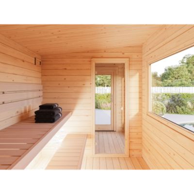 Sauna extérieur Sanna 5 places avec pergola en bois Palmako surface extérieure totale 12,6m²
