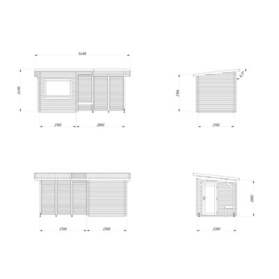 Sauna extérieur Sanna 5 places en bois avec pergola 5,9 m² Palmako surface extérieure totale 14,4m²