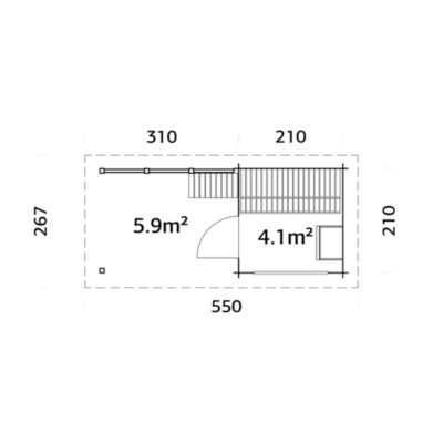 Sauna extérieur Sanna 5 places en bois avec pergola 5,9 m² Palmako surface extérieure totale 14,4m²