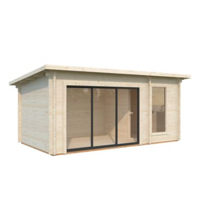 Sauna extérieur Sanna 6 places avec baie coulissante Palmako surface extérieure totale 18,3m²