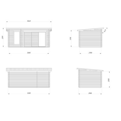 Sauna extérieur Sanna 6 places avec baie coulissante Palmako surface extérieure totale 18,3m²
