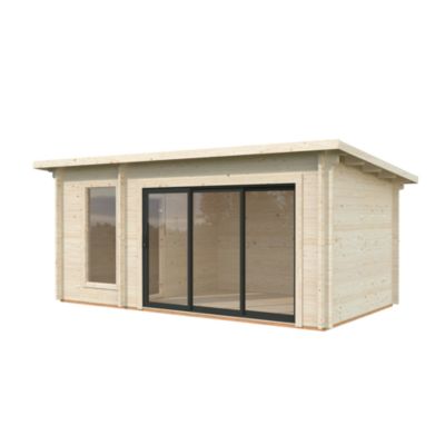 Sauna extérieur Sanna 6 places avec baie coulissante Palmako surface extérieure totale 18,3m²