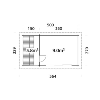 Sauna extérieur Sanna 6 places avec baie coulissante Palmako surface extérieure totale 18,3m²