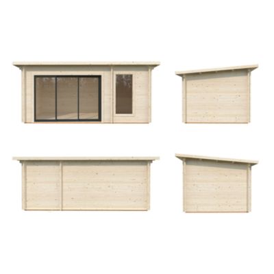 Sauna extérieur Sanna 6 places avec baie coulissante Palmako surface extérieure totale 18,3m²