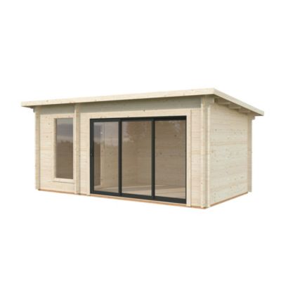 Sauna extérieur Sanna 6 places Palmako 12,8m² avec baie coulissante double vitrage