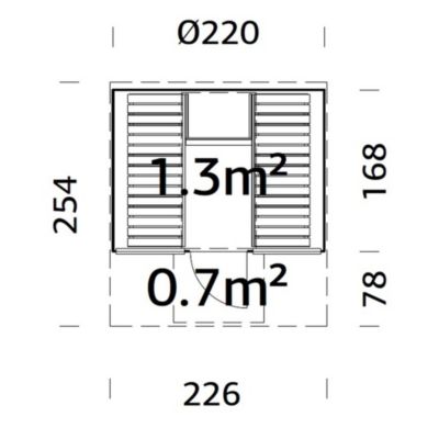 Sauna extérieur vitré Anita 4 places en bois Palmako surface extérieure totale 8,6 m²