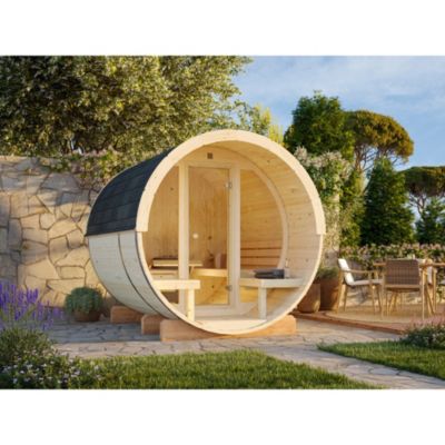 Sauna extérieur vitré Anita 4 places en bois Palmako surface extérieure totale 8,6 m²