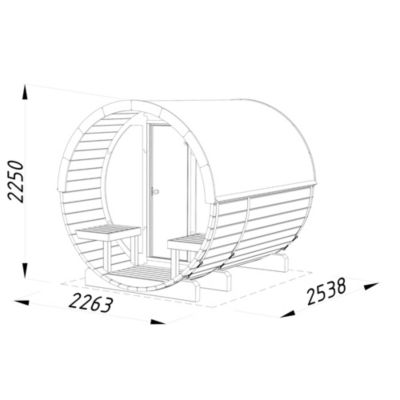 Sauna extérieur vitré Anita 4 places en bois Palmako surface extérieure totale 8,6 m²