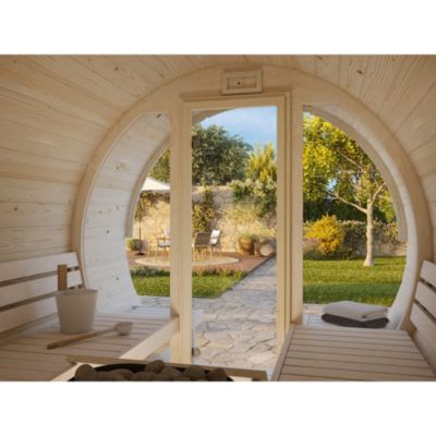 Sauna extérieur vitré Anita 4 places en bois Palmako surface extérieure totale 8,6 m²