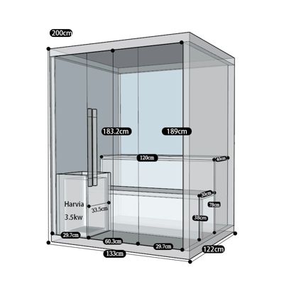 Sauna finlandais Nordica Vapeur V23-S (1 à 2 places) - 133 x 122 x H.202
