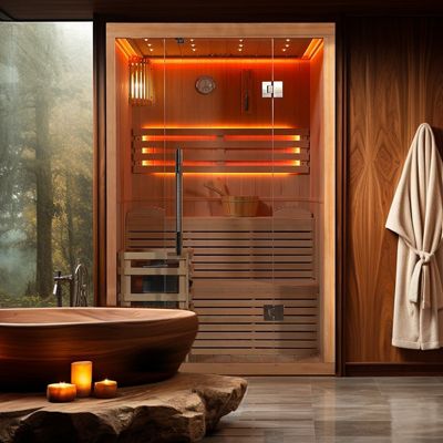 Sauna finlandais Nordica Vapeur V23-S (1 à 2 places) - 133 x 122 x H.202