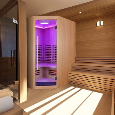 Sauna Infrarouge Boreal Signature 150C d'Angle à Spectre Complet - 150x150x205