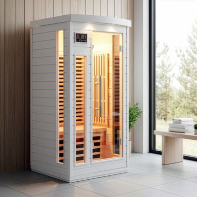 Sauna infrarouge SNÖ 1 place 1500W Hemlock avec chromothérapie et audio Bluetooth