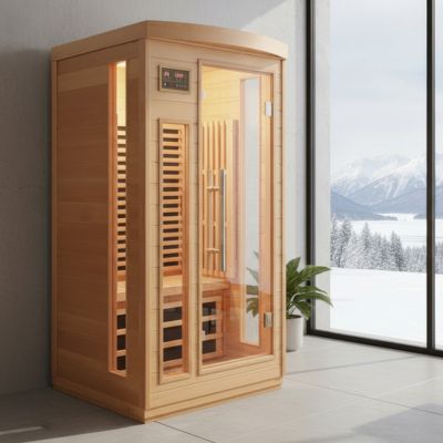 Sauna infrarouge SNÖ 1 place 1500W Hemlock, chromothérapie, audio Bluetooth