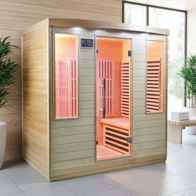 Sauna infrarouge SNÖ 4 places 3100W Hemlock avec chromothérapie et Bluetooth