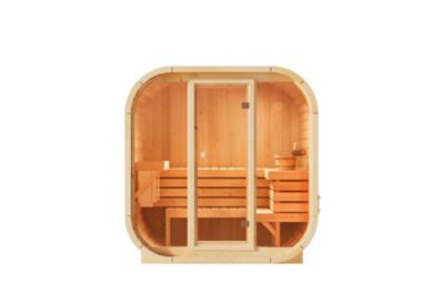 Sauna intérieur Ellipso M FinnTherm, 2x11m dim ext (cas échéant incl débord de toit) naturel, épaisseur paroi : 42mm, 2,2m² totale
