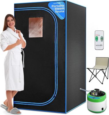 Sauna Portable Infrarouge avec Vapeur, Tente Spa à Domicile, Télécommande et Chaise Pliable