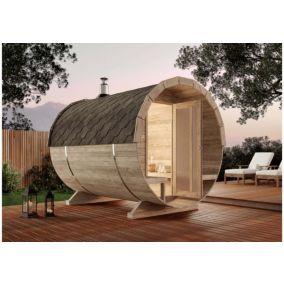 Sauna tonneau Méribel FinnTherm, 22x28m dim ext (cas échéant incl débord de toit) Thermique (THT), 42mm, 6m² superficie totale