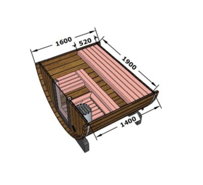 Sauna tonneau panoramique FinnTherm, 2x16m dim ext (cas échéant incl débord de toit) Thermique (THT), 42mm, 3,3m² superficie total