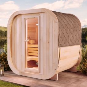 Sauna tonneau ScandiCube Mini XS FinnTherm, 21x16m dim ext (cas échéant incl débord de toit) Thermique (THT), 42mm, 3,4m² totale