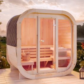 Sauna tonneau ScandiCube Mini XS FinnTherm, 21x16m dim ext (cas échéant incl débord de toit) Thermique (THT), 42mm, 3,4m² totale