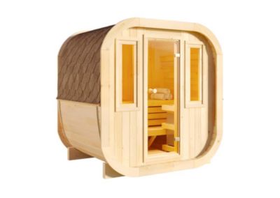 Sauna tonneau ScandiCube Mini XS FinnTherm, 21x17m dim ext (cas échéant incl débord de toit) naturel, 42mm, 3,5m² superficie total