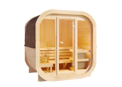 Sauna tonneau ScandiCube Mini XS FinnTherm, 21x17m dim ext (cas échéant incl débord de toit) naturel, 42mm, 3,5m² superficie total