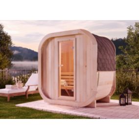 Sauna tonneau ScandiCube Mini XXS FinnTherm, 21x13m dim ext (cas échéant incl débord de toit) Thermique (THT), 42mm, 2,7m² totale