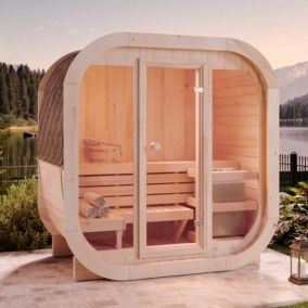 Sauna tonneau ScandiCube Mini XXS FinnTherm, 21x13m dim ext (cas échéant incl débord de toit) Thermique (THT), 42mm, 2,7m² totale