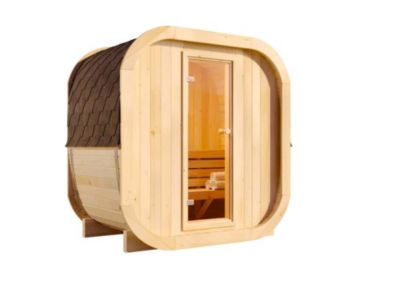 Sauna tonneau ScandiCube Mini XXS FinnTherm, 21x14m dim ext (cas échéant incl débord de toit) naturel, 42mm, 2,9m² superficie tota