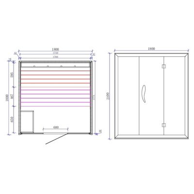 Sauna traditionnel Boreal CELEST 180 - 4 places - 180x180x210 cm