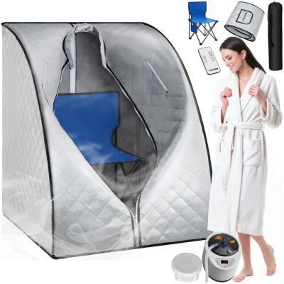 Sauna à vapeur portable générateur de vapeur de 2 L et 1000 W gris/bleu