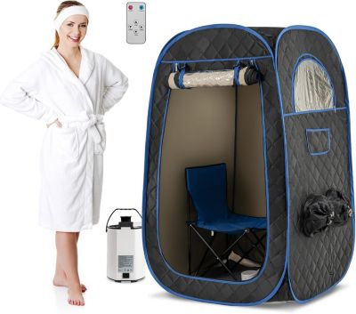 Sauna à Vapeur Portable pour 1 ou 2 Personnes,Générateur de Vapeur 1000W et de 3L,avec Chaise Pliable, Minuterie,Télécommande,Noir