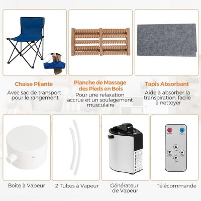 Sauna à Vapeur Portable pour 1 ou 2 Personnes,Générateur de Vapeur 1000W et de 3L,avec Chaise Pliable, Minuterie,Télécommande,Noir