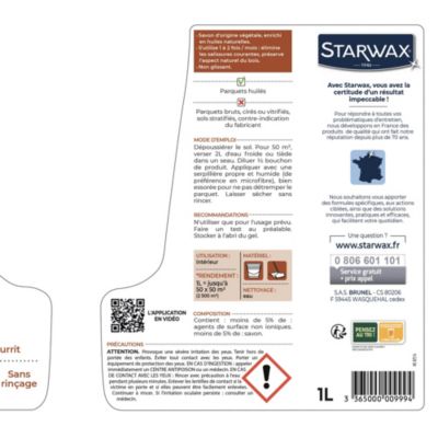 Savon entretien parquets huilés Starwax 1l