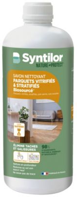 Savon nettoyant parquets vitrifiés et stratifiés Biosourcé Syntilor 1L